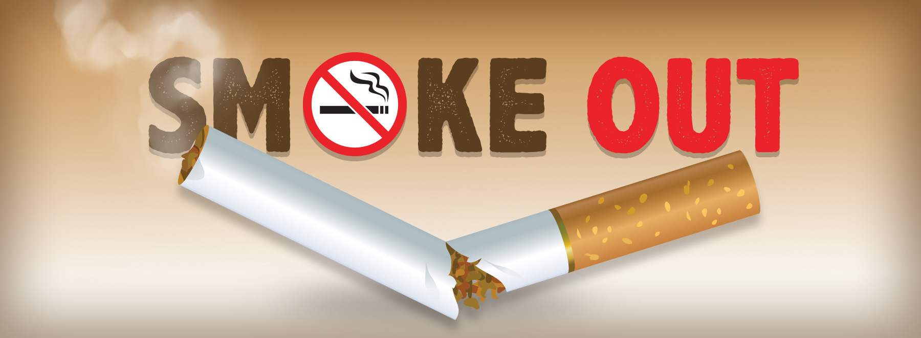 A cigarette with the phrase "smoke out" emphasizes the message to quit smoking for better health.